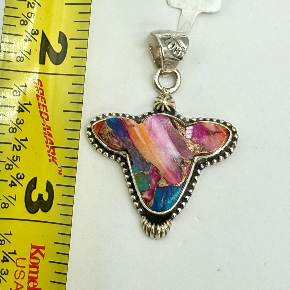 NWT Sterling Silver Cotton Candy Turquoise Steer Head Pendant – 7.2g - Picture 14 of 16